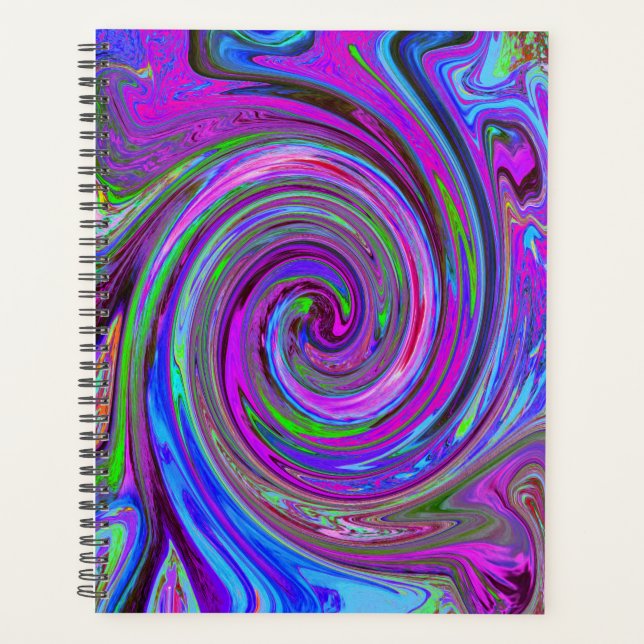 Agenda Design Abstrato Retro com Redemoinho Magenta Color (Frente)