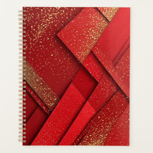 Agenda Design abstrato Vermelho e Dourado Geométrico
