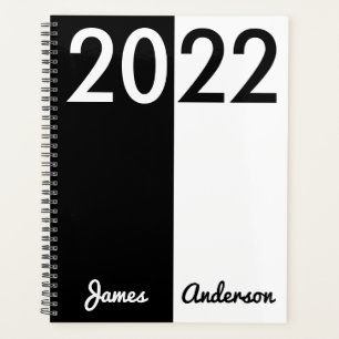 Agenda Design de 2022 minimalista preto e branco moderno