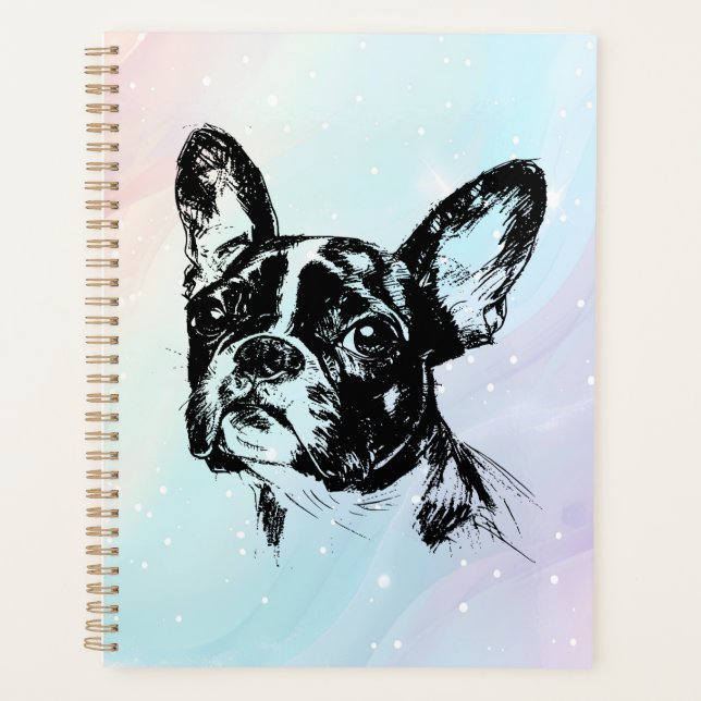Agenda Design de Arte Chic de Boston Terrier Dog (Frente)