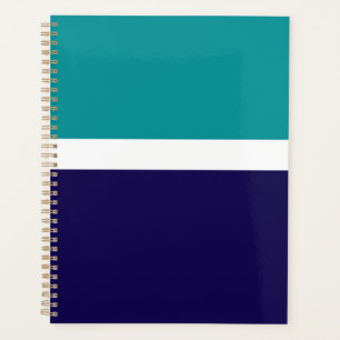 Agenda Design de Bloco de Cor Azul Branco Teal