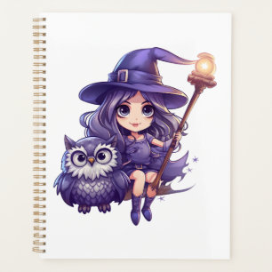 Agenda Design de Bruxa e Coruja Bonita - Estilo Adorável 