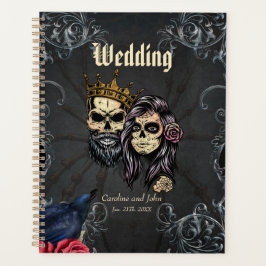 Agenda Design de casamento gótica impressionante com crân