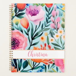 Agenda design de flores coloridas de verão com nome