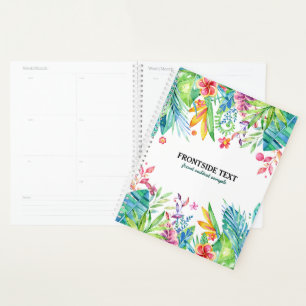 Agenda Design de Flores e Folhas Tropicais Coloridas