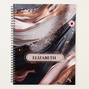 Agenda Design de fundo preto e Rosa Dourado