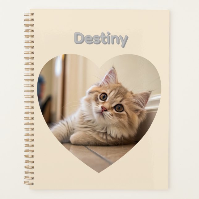 Agenda Design de Gato em Forma de Coração (Frente)