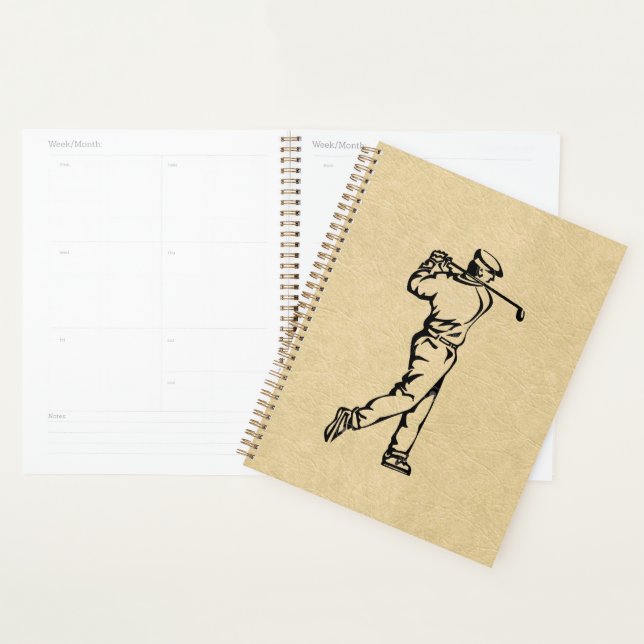 Agenda Design de golfe com aparência de couro marrom (Exibição)
