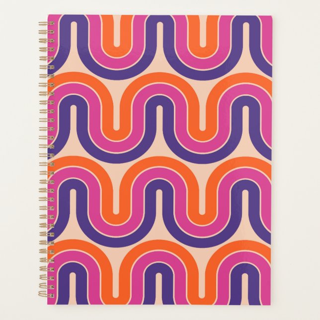 Agenda Design de Onda Geométrica Colorida Retro (Frente)