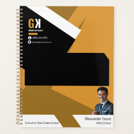 Agenda Design de Realtor Preto e Dourado, Agente Imobiliá