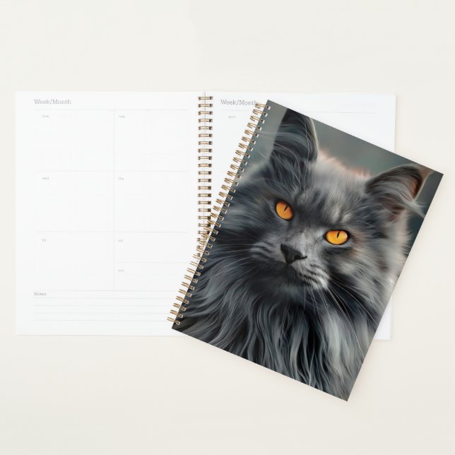 Agenda Design de Retrato Gato de Cabelo Longo Majestoso (Exibição)