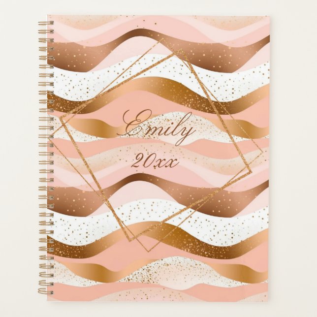Agenda Design de rosa com brilho Dourado (Frente)