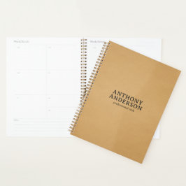 Agenda Design de Textura de Couro Falso Dourado