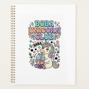 Agenda Design de Tipografia Kawaii Clube Unicórnio Boba U