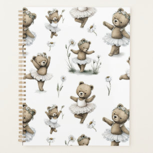 Agenda Design de Urso Bailarina em Tule em Aquarela Fofa