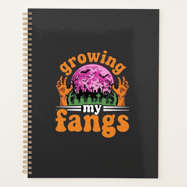Agenda Design de Vampiro de Halloween Crescendo Meus Dent (Frente)
