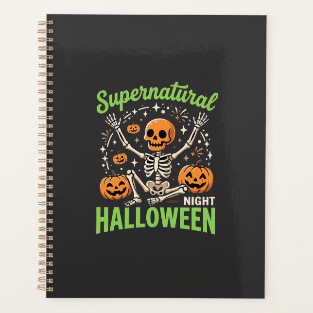 Agenda Design de Vetor de Halloween de Esqueleto Sobrenat (Frente)