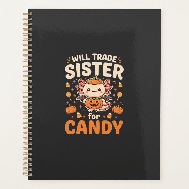 Agenda Design de vetor de troca de doces de Halloween Axo (Frente)