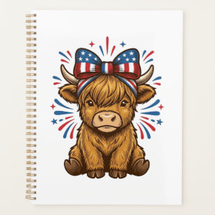 Agenda Design de Vetor de Vaca das Terras Altas Patriótic