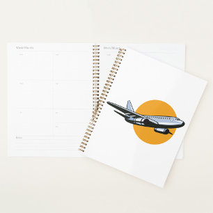 Agenda Design de Viagem de Jato de Vintage de Avião Retro