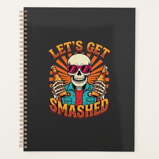 Agenda Design engraçado de esqueleto de cerveja quebrada  (Frente)