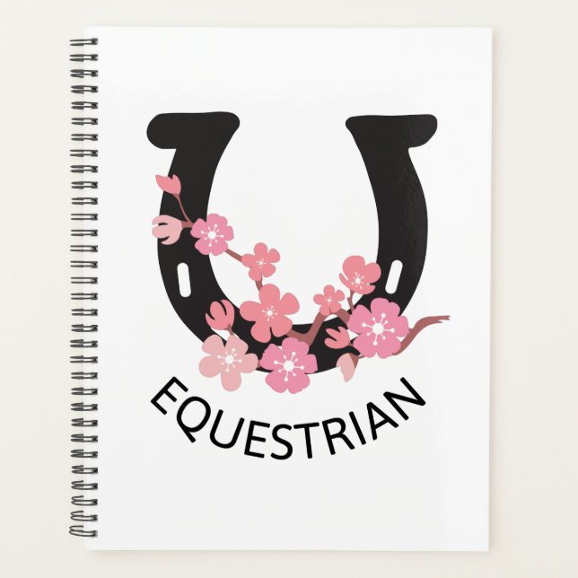 Agenda Design equestre com ferradura floral (Frente)