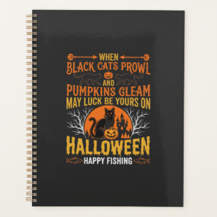 Agenda Design Feliz de Pesca de Gato Preto de Abóbora de