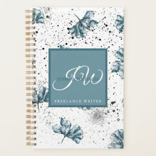Agenda Design Floral azul pintado à mão Personalizado