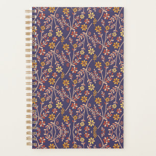 Agenda Design Floral Caprichoso com Vinhas em Fundo Roxo