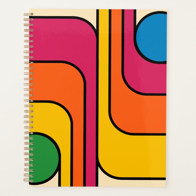 Agenda Design Geométrico Estilo Retro Mod Anos 70 (Frente)