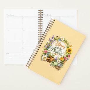 Agenda Design Inspirador de Jardinagem Floral em Aquarela