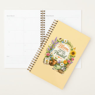 Agenda Design Inspirador de Jardinagem Floral em Aquarela