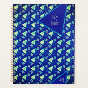 Agenda Design moderno azul e amarelo estiloso e caprichos