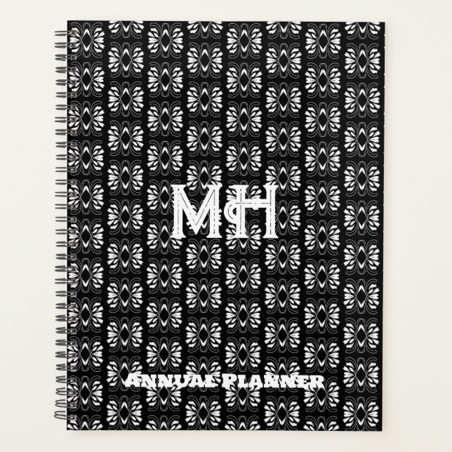 Agenda Design moderno branco e preto escandinavo personal (Frente)