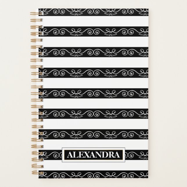 Agenda Design Moderno listrado branco preto (Frente)