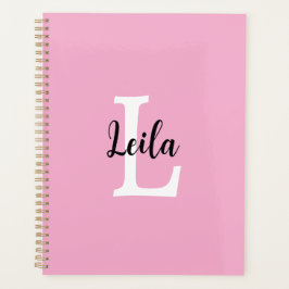 Agenda Design Personalizado Nome Monograma Script Rosa