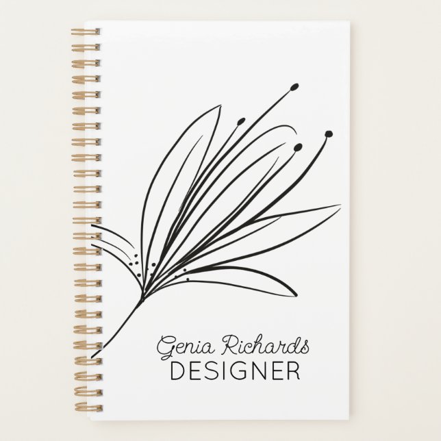 Agenda Designer de Flores Botânicas Minimalistas Lírio (Frente)