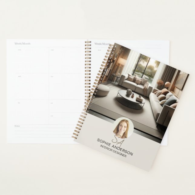 Agenda Designer de Interiores Monograma Personalizado Pro (Exibição)
