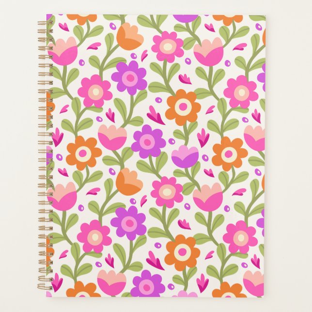 Agenda Designs Florais Elegantes - Lindo e Personalizável (Frente)