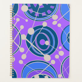 Agenda Designs modernos, azuis, roxos e brancos.