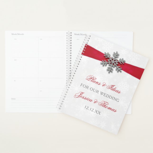 Agenda Diamante Snowflake e Casamento no inverno Red Ribb (Exibição)