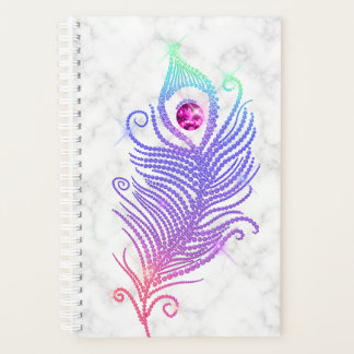 Agenda Diamond Peacock Feather Marble Planner