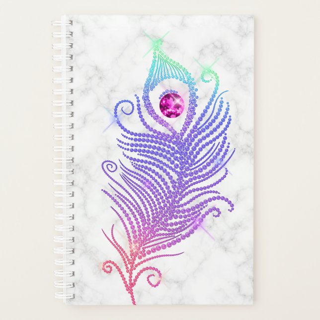 Agenda Diamond Peacock Feather Marble Planner (Frente)