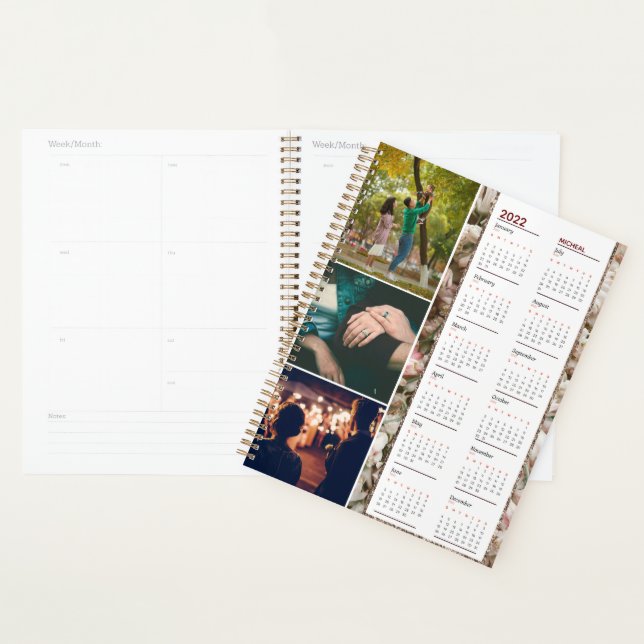 Agenda Diário de calendário de 3 fotos personalizado do F (Exibição)