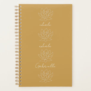 Agenda Diário Dourado de íoga de Lotus Yoga e Meditação