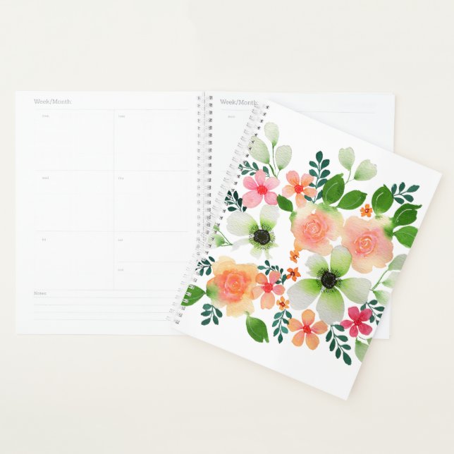 Agenda Diário floral Pastel  (Exibição)