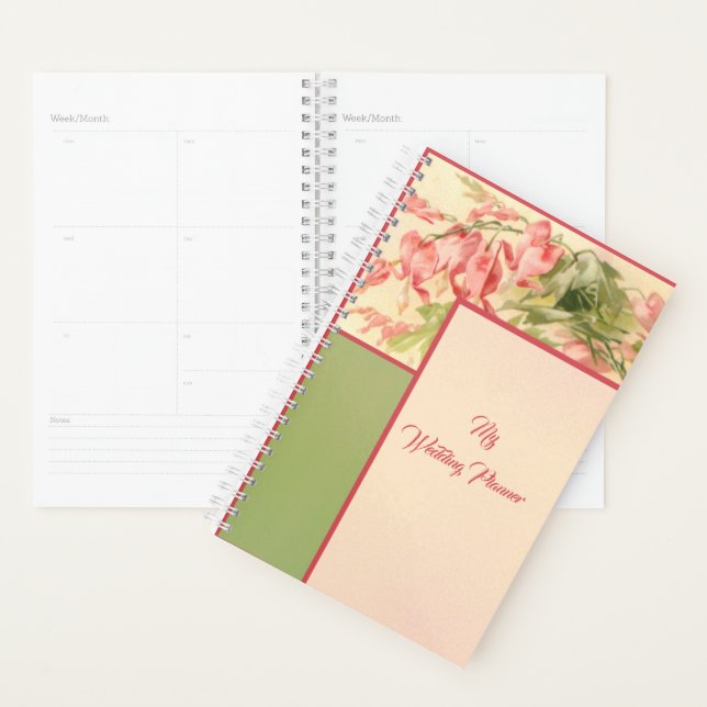 Agenda Diário Floral Rosa e Verde (Exibição)