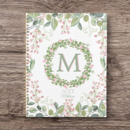 Agenda Diário/Planejador Rosa Rosa Sage Delicado Monogram
