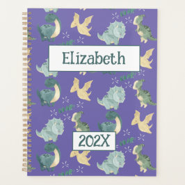 Agenda Dinossauro Bonito Personalizado Púrpura Leve 2024