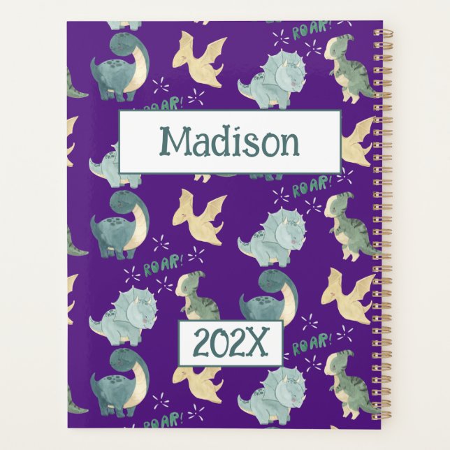 Agenda Dinossauro Grito Púrpura Personalizada 2024 Não At (Verso)